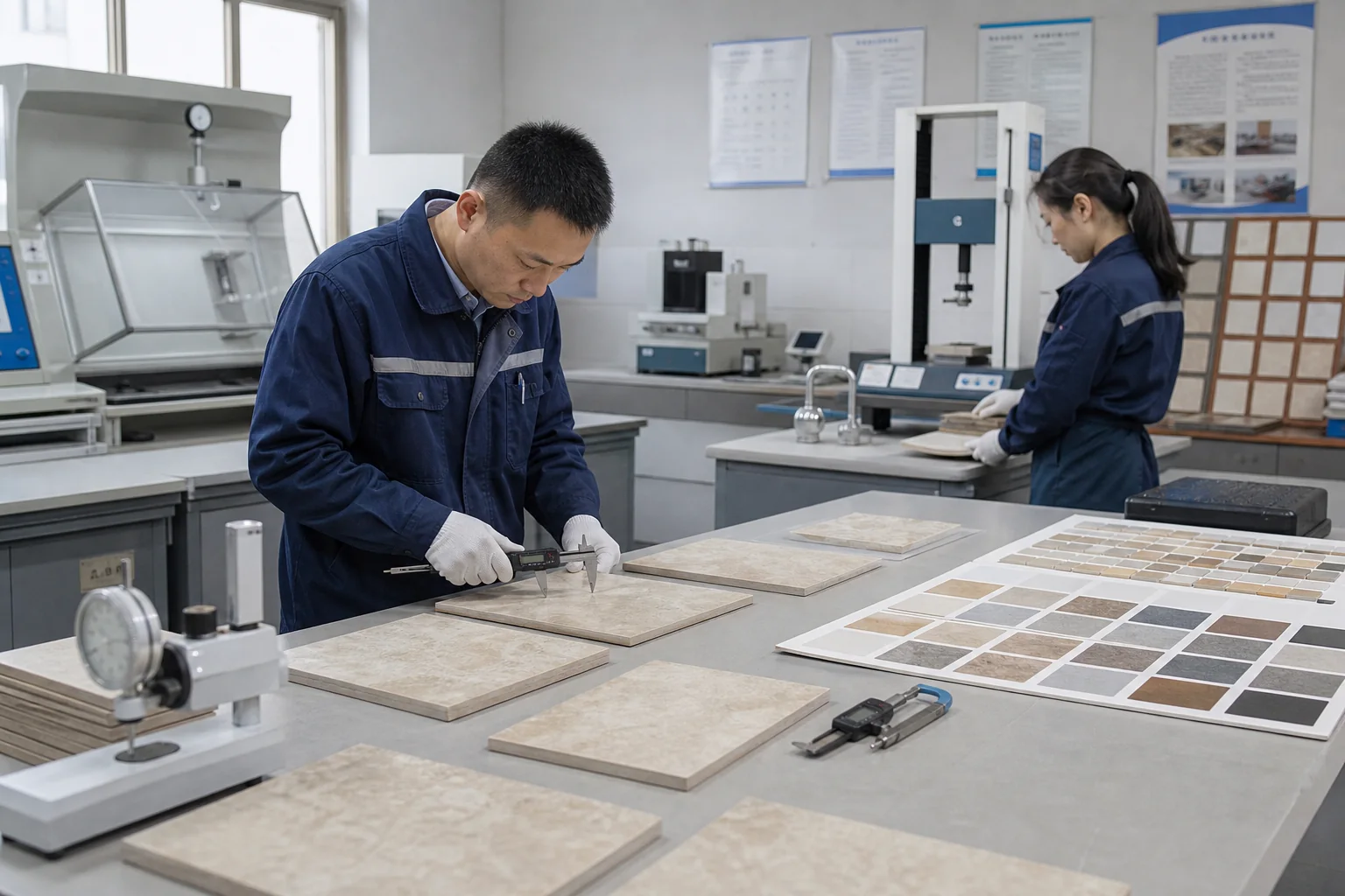 Kiểm tra chất lượng gạch và mosaic trước khi xuất sang Việt Nam